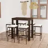 Image de vidaXL Meuble de bar de jardin 7 pcs et coussins Résine tressée Marron