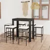 Image de vidaXL Ensemble de bar de jardin 7 pcs et coussins Résine tressée Noir
