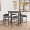 Image de vidaXL Ensemble de bar de jardin 7 pcs et coussins Résine tressée Gris