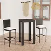 Image de vidaXL Ensemble de bar de jardin 3 pcs et coussins Résine tressée Noir