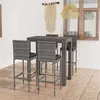 Image de vidaXL Ensemble de bar d'extérieur 5 pcs coussins Résine tressée Gris