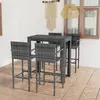 Image de vidaXL Ensemble de bar d'extérieur 5 pcs accoudoir Résine tressée Gris