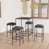 Image de vidaXL Ensemble de bar de jardin 5 pcs et coussins Résine tressée Gris