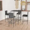 Image de vidaXL Ensemble de bar de jardin 5 pcs et coussins Résine tressée Gris