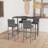 Image de vidaXL Ensemble de bar de jardin 5 pcs et coussins Résine tressée Gris