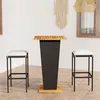Image de vidaXL Ensemble de bar de jardin 3 pcs et coussins Résine tressée Noir3064848