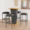 Image de vidaXL Ensemble de bar de jardin 5 pcs et coussins Résine tressée Gris