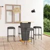 Image de vidaXL Ensemble de bar de jardin 5 pcs et coussins Résine tressée Gris3064853