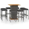 Image de vidaXL Ensemble de bar de jardin 9 pcs et coussins Résine tressée Gris3064855