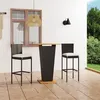 Image de vidaXL Ensemble de bar de jardin 3 pcs et coussins Résine tressée Noir