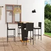 Image de vidaXL Ensemble de bar de jardin 5 pcs et coussins Résine tressée Noir
