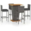 Image de vidaXL Ensemble de bar de jardin 5 pcs et coussins RÃ©sine tressÃ©e Gris