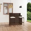 Image de vidaXL Ensemble de bar de jardin avec coussins 3 pcs Marron