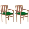 Image de vidaXL Vidaxl Chaises De Jardin 2 Pcs Avec Coussins Vert Bois De Teck Massif
