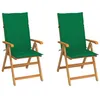 Image de vidaXL Chaises de jardin lot de 2 et coussins vert Bois de teck massif