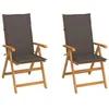 Image de vidaXL Chaises de jardin lot de 2 et coussins taupe Bois teck massif