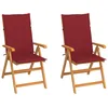 Image de vidaXL Chaises De Jardin 2 Pcs Avec Coussins Bordeaux Bois De Teck Vidaxl Vidaxl