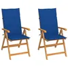 Image de vidaXL Chaises de jardin lot de 2 et coussins bleu royal Teck massif