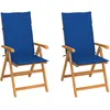 Image de vidaXL Vidaxl Chaises De Jardin 2 Pcs Avec Coussins Bleu Royal Bois De Teck