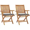 Image de vidaXL Vidaxl Chaises De Jardin 2 Pcs Avec Coussins Gris Bois De Teck Massif