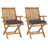 Image de vidaXL Chaises de jardin 2 pcs avec coussins anthracite Bois de teck
