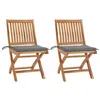 Image de vidaXL Chaises de jardin 2 pcs avec coussins gris Bois de teck massif