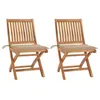 Image de Vidaxl Chaises De Jardin 2 Pcs Avec Coussins Beige Bois De Teck Massif