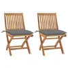 Image de vidaXL Chaises de jardin 2 pcs avec coussins gris Bois de teck massif