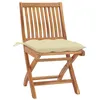 Image de vidaXL Chaises de jardin lot de 2 et coussins blanc crème Teck massif