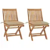 Image de vidaXL Chaises de jardin 2 pcs avec coussins beige Bois de teck massif