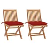 Image de Vidaxl Chaises De Jardin 2 Pcs Avec Coussins Rouge Bois De Teck Massif