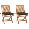 Image de vidaXL Chaises de jardin lot de 2 et coussins taupe Bois teck massif