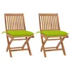 Image de vidaXL Chaises de jardin lot de 2 avec coussins vert vif Bois de teck