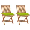 Image de vidaXL Vidaxl Chaises De Jardin 2 Pcs Avec Coussins Vert Vif Bois De Teck