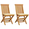 Image de vidaXL Chaises de jardin et coussins crème lot de 2 Bois teck massif