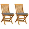 Image de vidaXL Chaises de jardin et coussins gris lot de 2 Bois de teck massif3062476