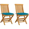 Image de vidaXL Vidaxl Chaises De Jardin 2 Pcs Avec Coussins Bleu Clair Teck Massif