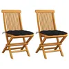 Image de vidaXL Chaises de jardin et coussins noir lot de 2 Bois de teck massif3062482