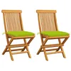 Image de vidaXL Chaises de jardin avec coussins vert vif lot de 2 Bois de teck