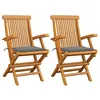 Image de vidaXL Chaises de jardin avec coussins gris lot de 2 Bois teck massif3062488