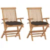 Image de vidaXL Chaises de jardin avec coussins taupe lot de 2 Bois teck massif