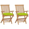 Image de vidaXL Chaises de jardin avec coussins vert vif lot de 2 Bois de teck