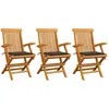 Image de vidaXL Vidaxl Chaises De Jardin Avec Coussins Taupe 3 Pcs Bois De Teck Massif