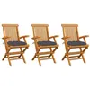 Image de vidaXL Chaises de jardin avec coussins anthracite lot de 3 Bois teck3062529