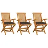 Image de vidaXL Chaises de jardin avec coussins taupe lot de 3 Bois teck massif3062537