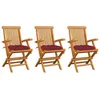 Image de Vidaxl Chaises De Jardin Avec Coussins Rouge Bordeaux 3pcs Teck Massif