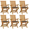 Image de vidaXL Chaises de jardin avec coussins anthracite lot de 6 Bois teck