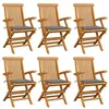 Image de vidaXL Chaises de jardin avec coussins gris lot de 6 Bois teck massif3062542