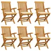 Image de vidaXL Chaises de jardin avec coussins crème lot de 6 Bois teck massif