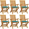 Image de vidaXL Vidaxl Chaises De Jardin Avec Coussins Bleu 6 Pcs Bois De Teck Massif